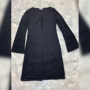 Long black flowing  duster w/ tie closure